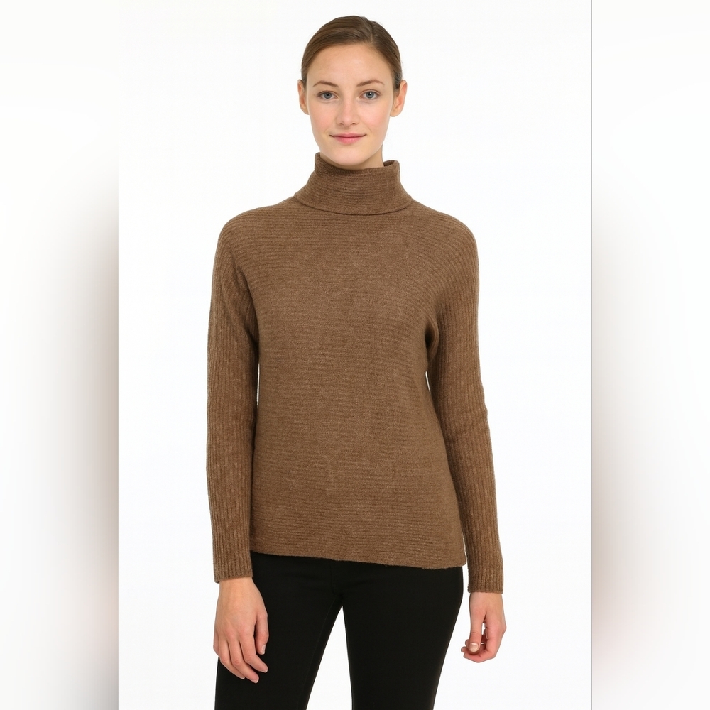 Bartolini Italy Made  WOOL/CASHMERE Blend Mock Neck Rib‎ Pullover Sweater LARGE